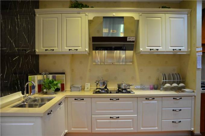 Λευκά στερεά ξύλινα γραφεία κουζινών Hettich/λευκά ξύλινα ντουλάπια κουζινών Blum