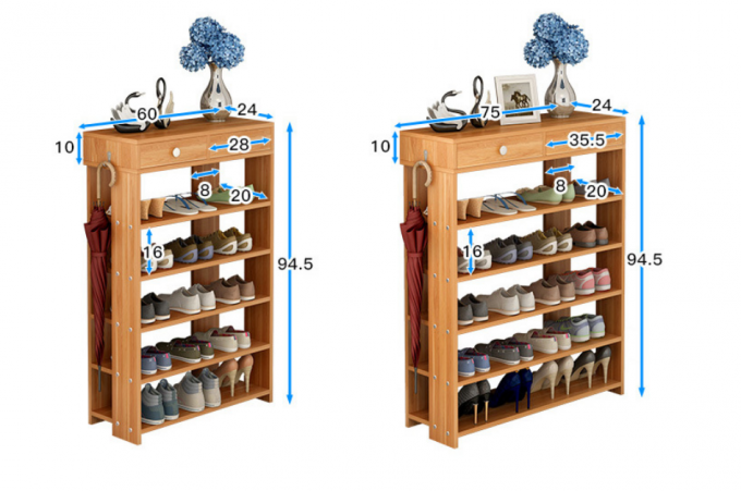 Το απλό γραφείο παπουτσιών πινάκων μορίων σιταριού ύφους ξύλινο με πολλά ράφια για επιλέγει