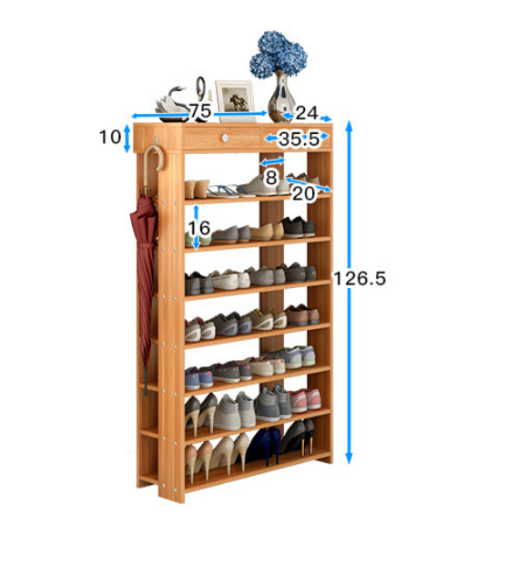 Το απλό γραφείο παπουτσιών πινάκων μορίων σιταριού ύφους ξύλινο με πολλά ράφια για επιλέγει